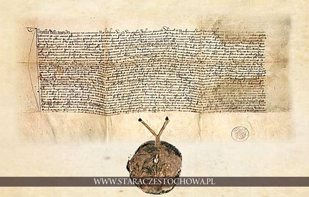 Częstochowa, dokument erekcyjny z 1382 roku wydany przez księcia Wł. Opolczyka